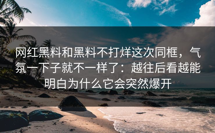 网红黑料和黑料不打烊这次同框，气氛一下子就不一样了：越往后看越能明白为什么它会突然爆开