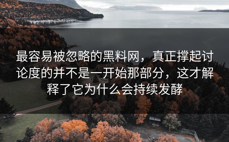 最容易被忽略的黑料网，真正撑起讨论度的并不是一开始那部分，这才解释了它为什么会持续发酵