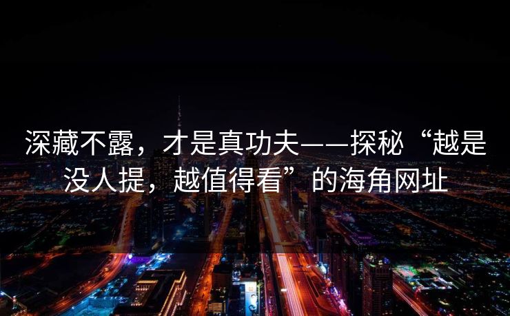深藏不露，才是真功夫——探秘“越是没人提，越值得看”的海角网址