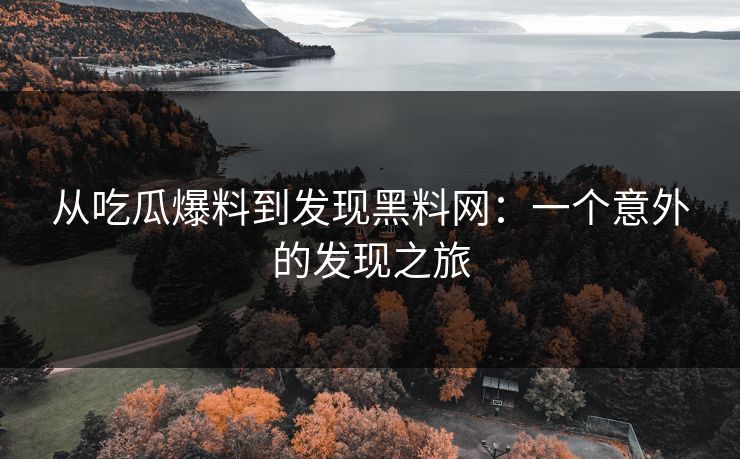从吃瓜爆料到发现黑料网：一个意外的发现之旅