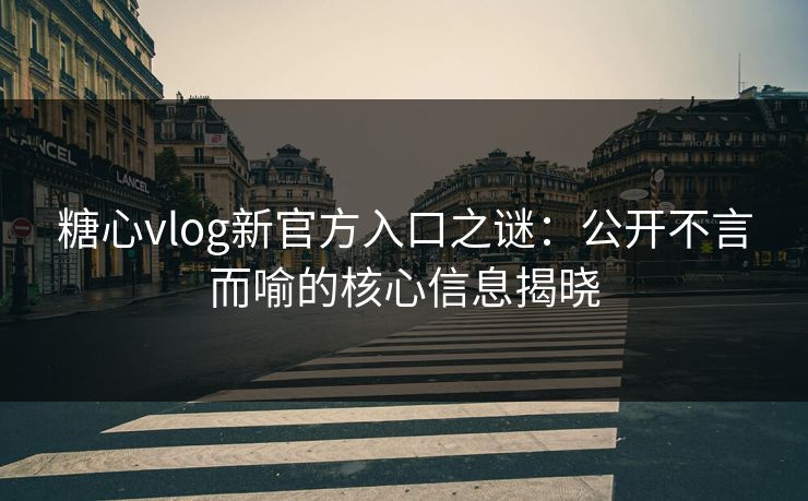 糖心vlog新官方入口之谜：公开不言而喻的核心信息揭晓