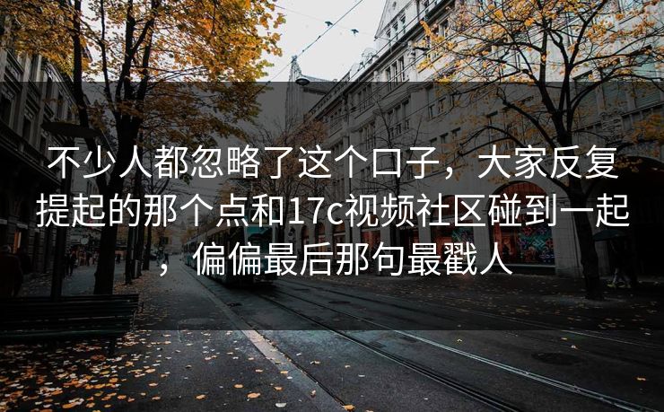 不少人都忽略了这个口子，大家反复提起的那个点和17c视频社区碰到一起，偏偏最后那句最戳人