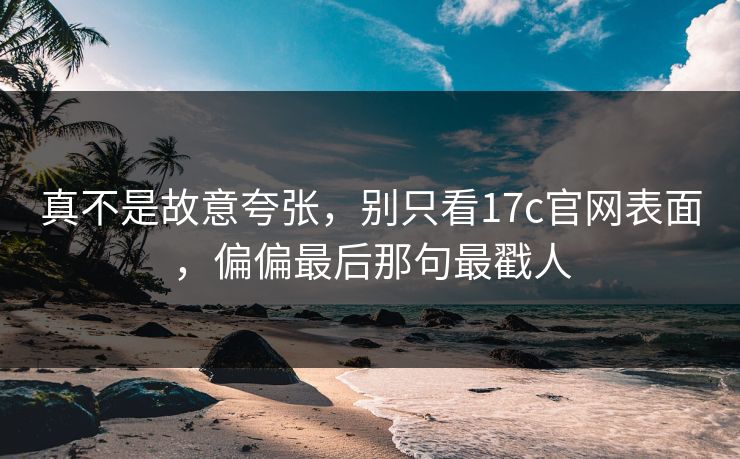 真不是故意夸张，别只看17c官网表面，偏偏最后那句最戳人