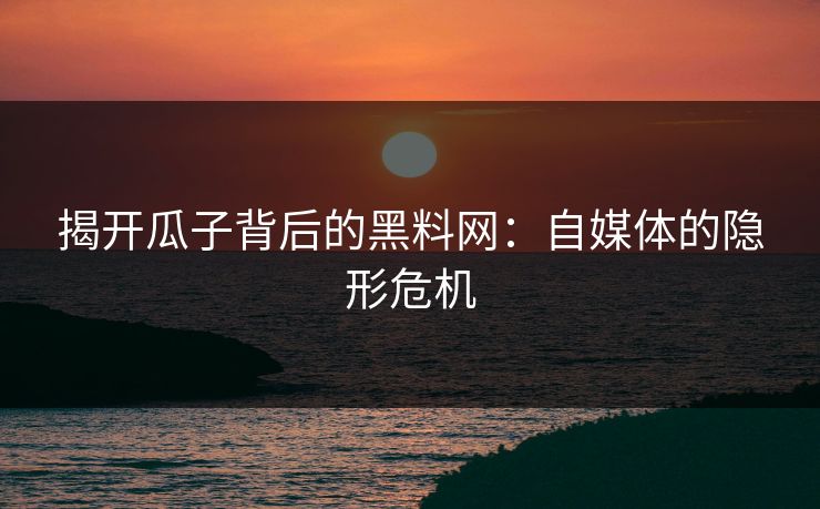 揭开瓜子背后的黑料网：自媒体的隐形危机