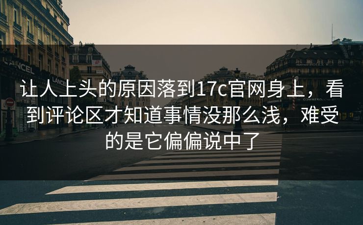 让人上头的原因落到17c官网身上，看到评论区才知道事情没那么浅，难受的是它偏偏说中了