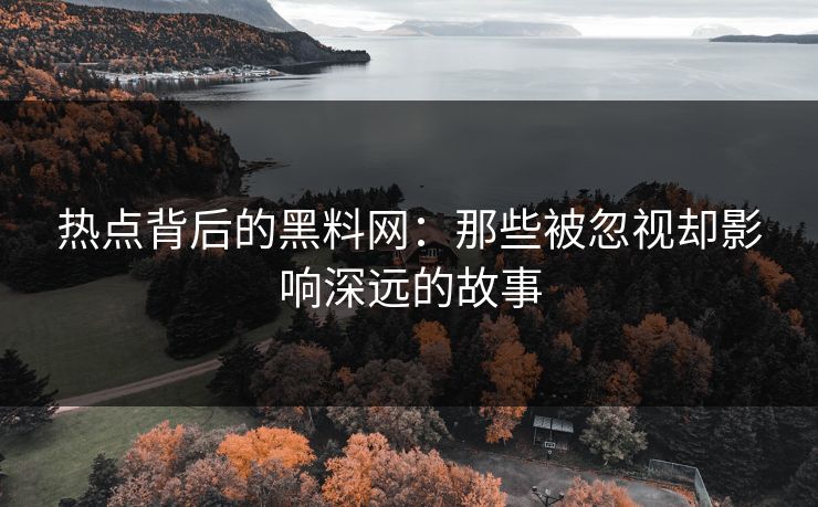 热点背后的黑料网：那些被忽视却影响深远的故事